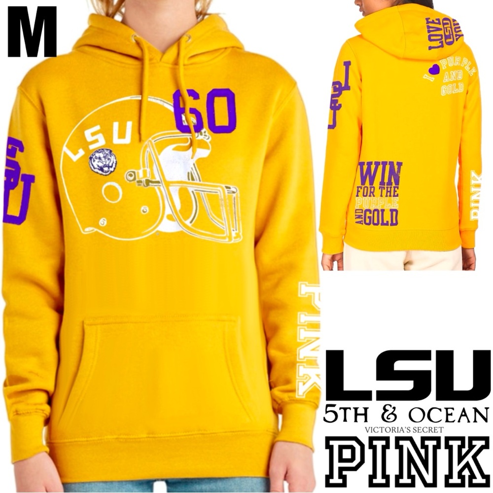 💎2010 VICTORIA’S SECRET PINK 5th & OCEAN LSU TIGERS PURPLE & GOLD HOODIE MEDIUM